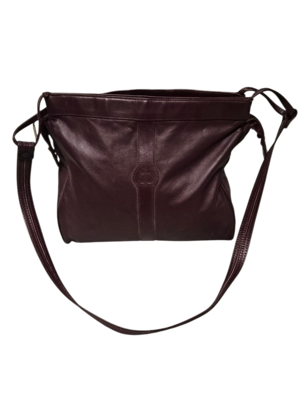 Vintage Burgundy Genuine Leather Crossbody Shoulder Bag Purse Carriage Court